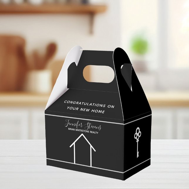 Real Estate Chic Black White Marketing Custom Favour Box (Creator Uploaded)