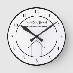 Real Estate Chic Modern Custom Realtor Office Round Clock
