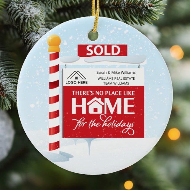Real Estate Christmas Sold Sign Ceramic Ornament (Creator Uploaded)