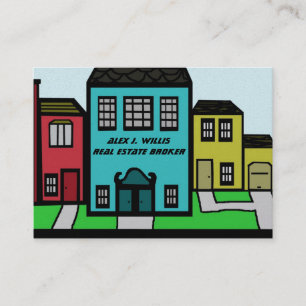 Real Estate city buildings home office Business Card