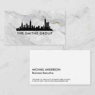 Real Estate City Skyline   Marble Business Card
