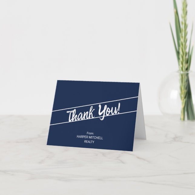 Real Estate Classic Blue Thank You Card (Front)