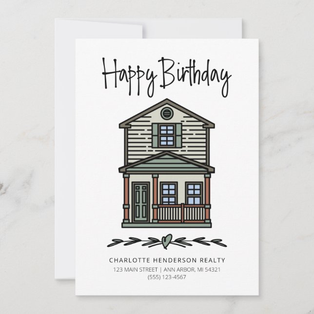 Real Estate Client Home Birthday Card (Front)