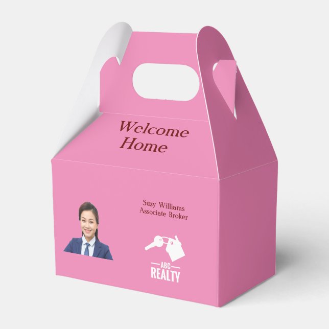 Real Estate Client Pink Closing Gift Favour Box (Front Side)