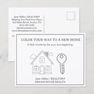 Real Estate Colouring Postcard