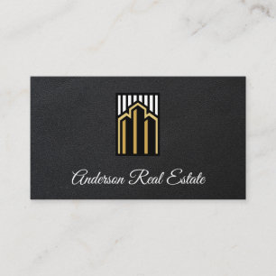 Real Estate Commercial Building   Leather  Business Card
