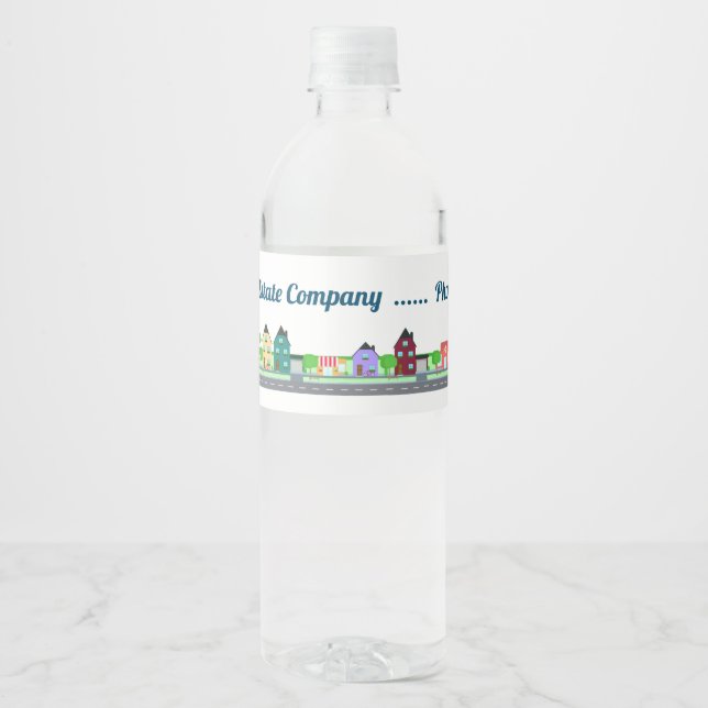 Real Estate Commercial Residential Homes Realtor Water Bottle Label (Front)