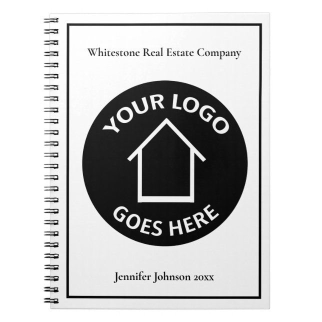 Real Estate Company Add Your Custom Logo Realtor Notebook (Front)
