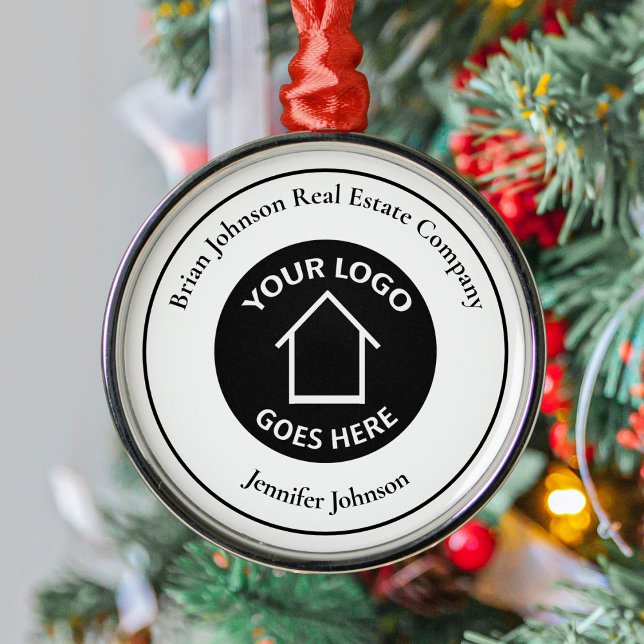 Real Estate Company Add Your Logo Custom Christmas Metal Ornament (Creator Uploaded)