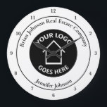 Real Estate Company Add Your Logo Custom Office Large Clock<br><div class="desc">This chic custom realtor wall clock is personalised with your realty company logo in the centre. Add your real estate company name and agent on this modern design for a classy,  customised gift.</div>