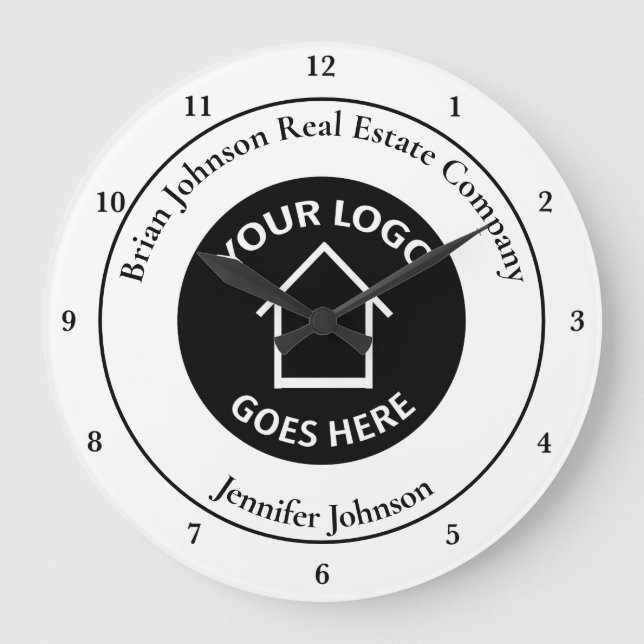 Real Estate Company Add Your Logo Custom Office Large Clock (Front)