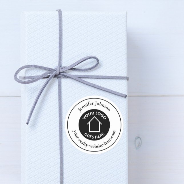 Real Estate Company Add Your Logo Custom Realtor Classic Round Sticker (Creator Uploaded)