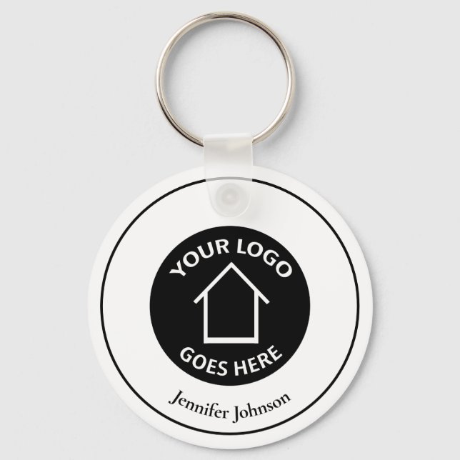 Real Estate Company Add Your Logo Modern Custom Key Ring (Front)