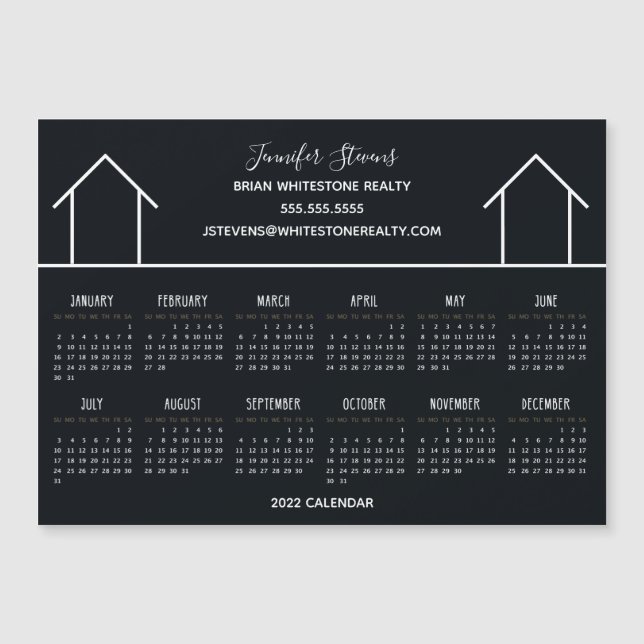 Real Estate Company Black 2022 Calendar Magnet (Front)