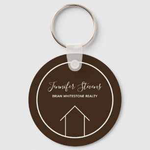 Real Estate Company Brown White Custom House Key Ring