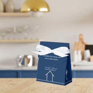 Real Estate Company Chic Navy Blue Congratulations Favour Box