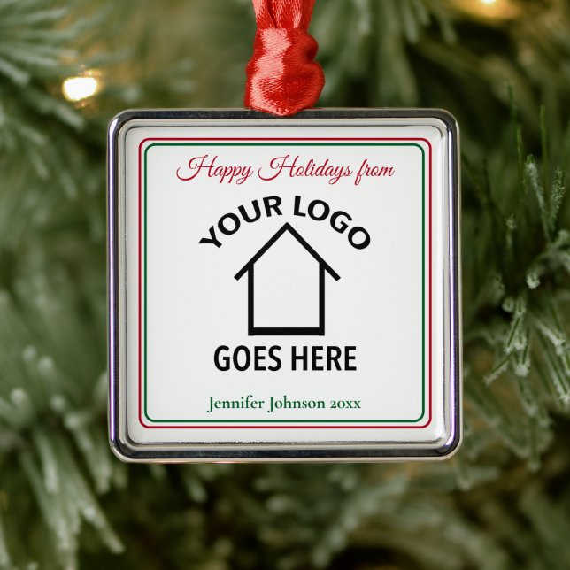 Real Estate Company Custom Logo Realtor Christmas Metal Ornament (Tree)