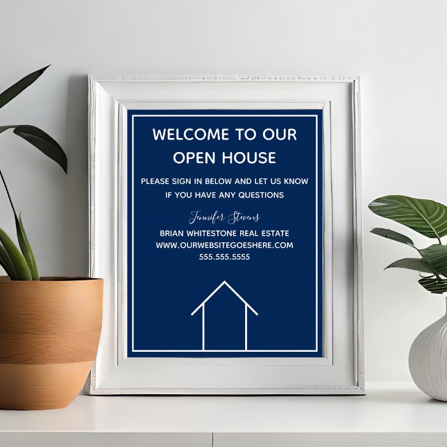Real Estate Company Custom Navy Blue Open House Poster (Creator Uploaded)