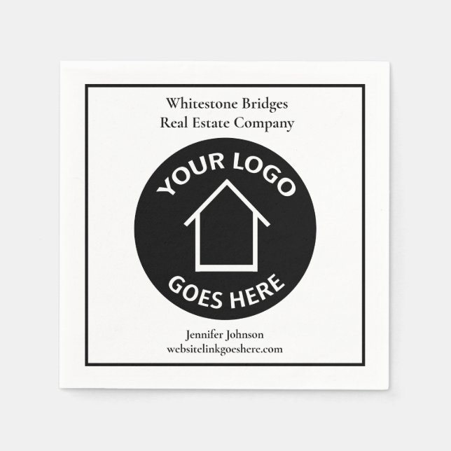 Real Estate Company Custom Realty Logo Open House Napkin (Front)