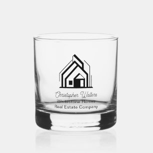 Real Estate Company Customised Realtor Logo Whiskey Glass