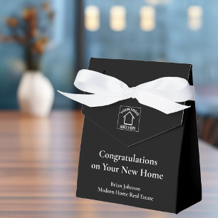 Real Estate Company Customized Logo Black White Favour Box