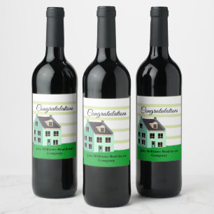 Real Estate Company Cute New Home Housewarming Wine Label