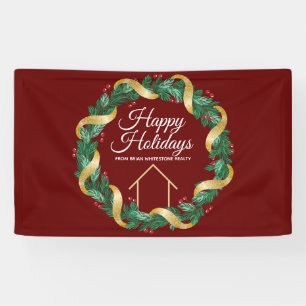 Real Estate Company Elegant Custom Red Christmas Banner
