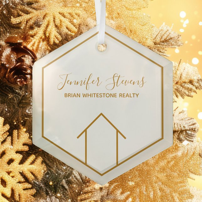 Real Estate Company Elegant Personalised Realtor Glass Tree Decoration (Creator Uploaded)
