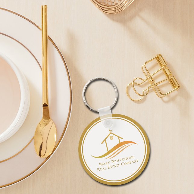 Real Estate Company Gold House Custom Realtor Key Ring (Creator Uploaded)