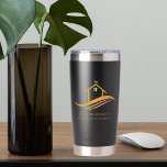 Real Estate Company Gold House Logo Custom Realtor Insulated Tumbler<br><div class="desc">This chic real estate company water bottle is custom made with your realty company and agent name. These elegant gold marketing items feature a pretty house with a weathervane on top and sleek curves underneath. Personalise this modern business gift with your own information. Keep logo or replace with your own....</div>