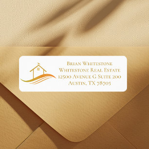Real Estate Company Gold House Logo Return Address Return Address Label