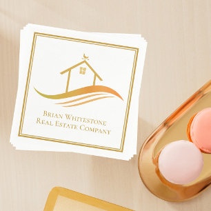 Real Estate Company Gold Open House Customisable Napkin