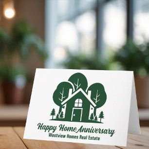 Real Estate Company Green Forest House Marketing Card