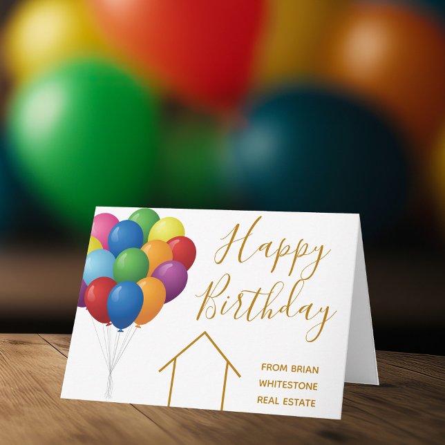 Real Estate Company Happy Birthday Balloons Custom Card (Creator Uploaded)