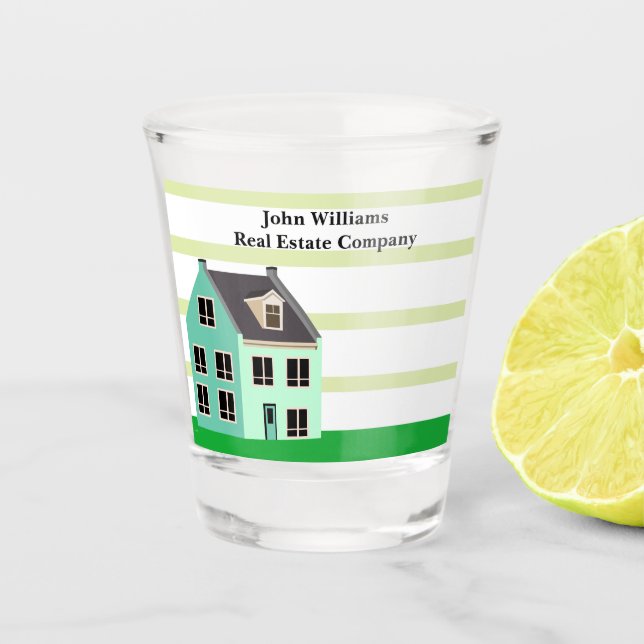 Real Estate Company House Green Modern Marketing Shot Glass (Front)