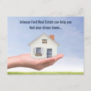 Real Estate Company House in Hand Photo Marketing Postcard