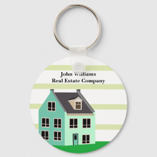 Real Estate Company House Modern Green Striped Key Ring
