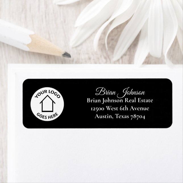 Real Estate Company Logo Black Return Address Label (Insitu)