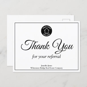 Real Estate Company Logo Custom Realtor Thank You Postcard
