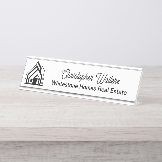 Real Estate Company Logo Customized Realtor Desk Name Plate (Front)