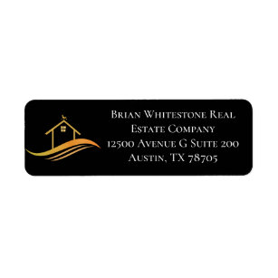 Real Estate Company Modern Black Return Address Return Address Label