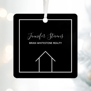 Real Estate Company Modern Custom Black Christmas Metal Tree Decoration