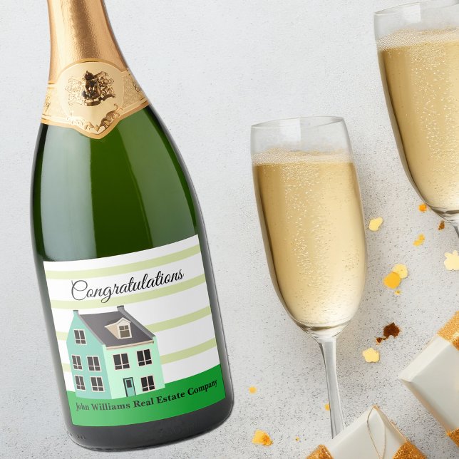 Real Estate Company New Home Housewarming Sparkling Wine Label (Creator Uploaded)