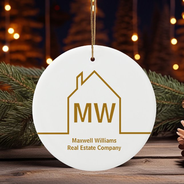 Real Estate Company Personalised Chic Gold Realtor Ceramic Ornament (Creator Uploaded)