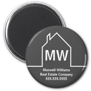 Real Estate Company Personalised Grey Realtor Magnet