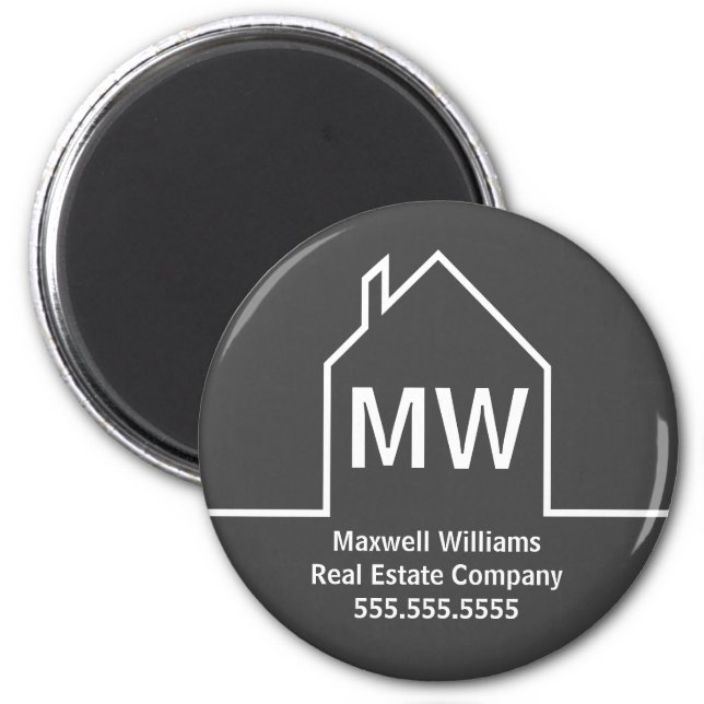 Real Estate Company Personalised Grey Realtor Magnet (Front)