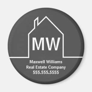 Real Estate Company Personalized Grey Realtor Magnet