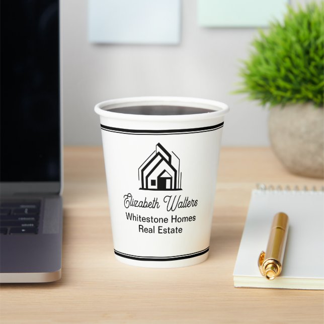 Real Estate Company Realtor Open House Logo Paper Cups (Insitu)