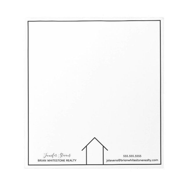 Real Estate Company Simple Personalised Realtor Notepad (Front)