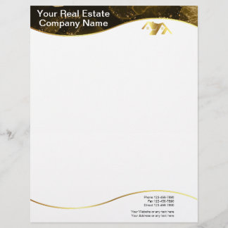 Real estate. Construction. Black Gold Custom Letterhead